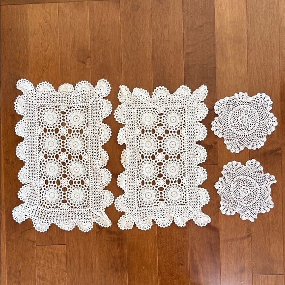Accents | Vintage Crochet Doilies Set In Off White | Poshmark